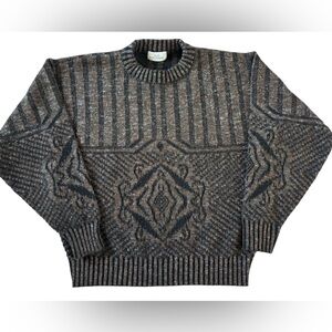 Vintage JJ Cochran Southwestern Knit Sweater Brown USA Made Oversized Cozy